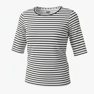 Lands' End Women's Striped Rashguard Black White Size S